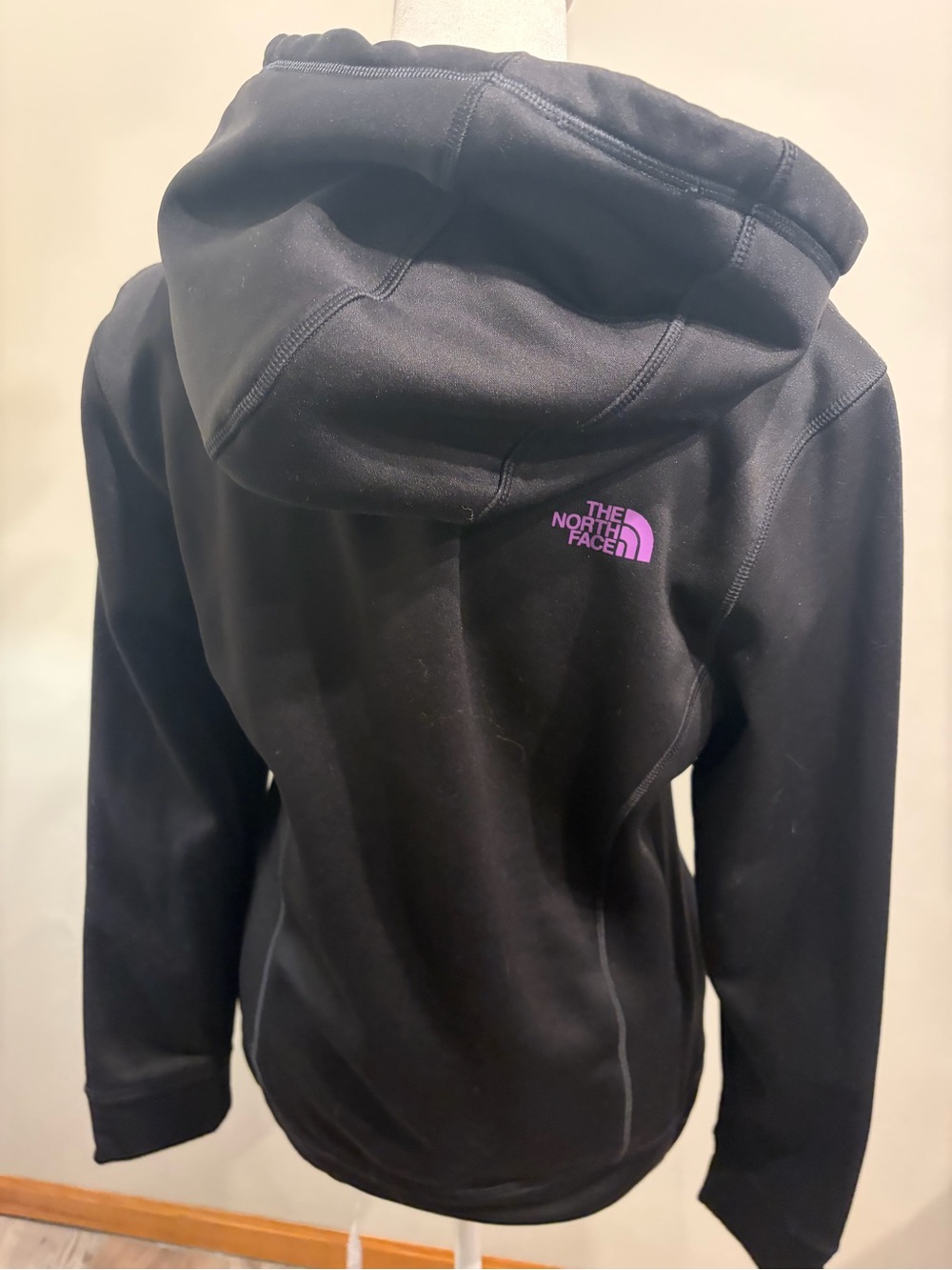 The North Face Black Hoodie with Purple Logo and Lined Hood - Picture 4 of 8
